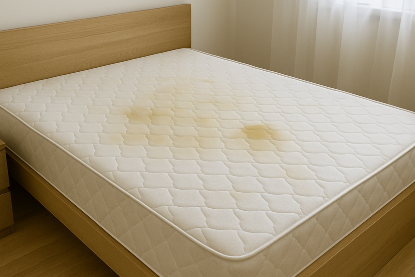 Verschmutzte Matratze vor der Reinigung