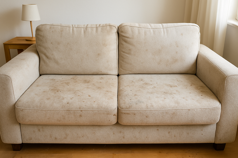 Verschmutztes Sofa vor der Reinigung